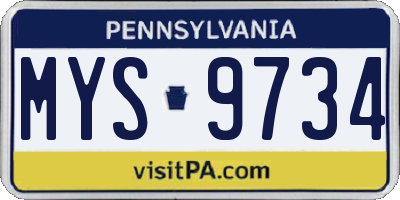 PA license plate MYS9734