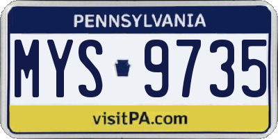 PA license plate MYS9735