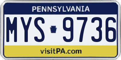 PA license plate MYS9736