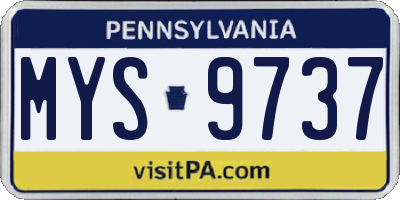 PA license plate MYS9737