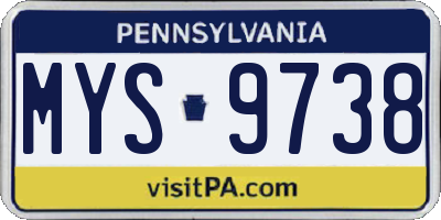 PA license plate MYS9738