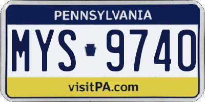 PA license plate MYS9740