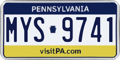 PA license plate MYS9741