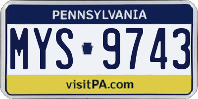 PA license plate MYS9743