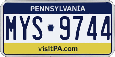 PA license plate MYS9744