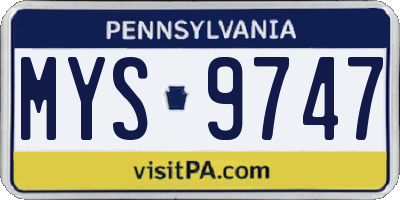 PA license plate MYS9747