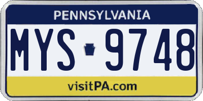 PA license plate MYS9748