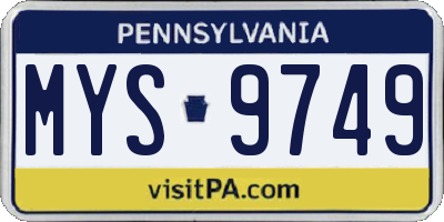 PA license plate MYS9749