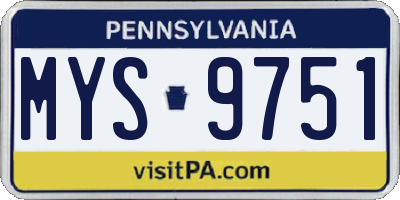 PA license plate MYS9751