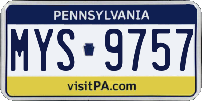 PA license plate MYS9757
