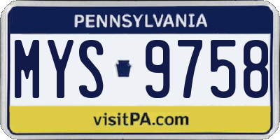 PA license plate MYS9758