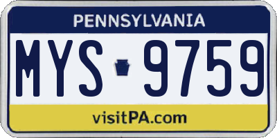 PA license plate MYS9759
