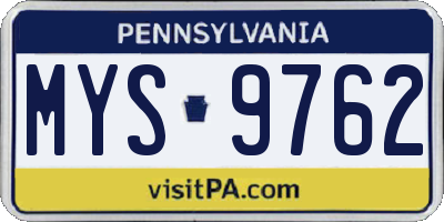 PA license plate MYS9762