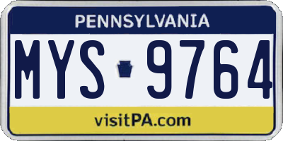 PA license plate MYS9764