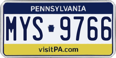 PA license plate MYS9766