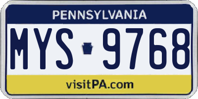PA license plate MYS9768