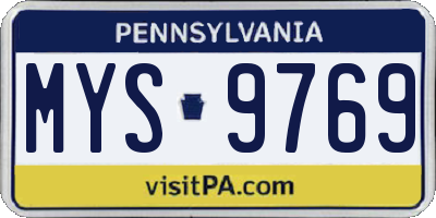 PA license plate MYS9769