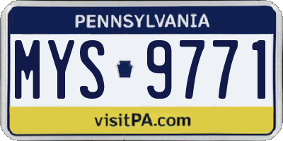 PA license plate MYS9771