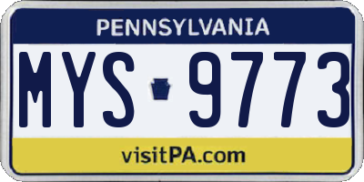 PA license plate MYS9773