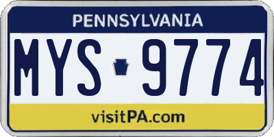 PA license plate MYS9774