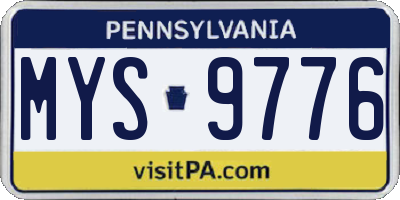 PA license plate MYS9776