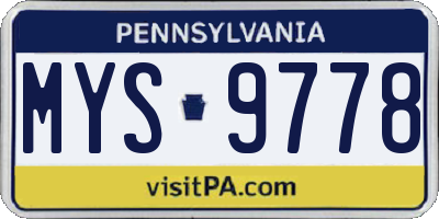 PA license plate MYS9778