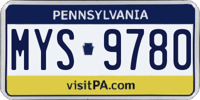 PA license plate MYS9780