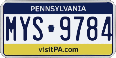 PA license plate MYS9784