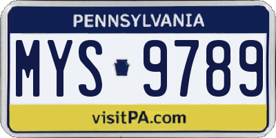 PA license plate MYS9789