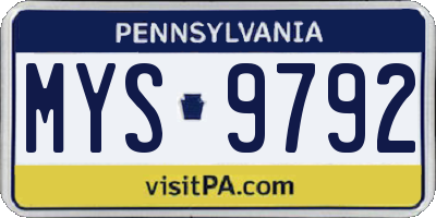 PA license plate MYS9792