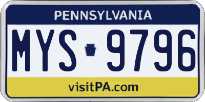 PA license plate MYS9796