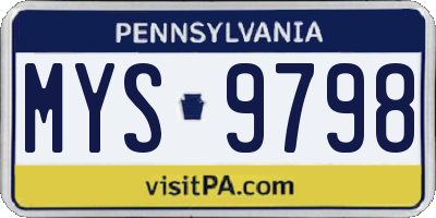 PA license plate MYS9798