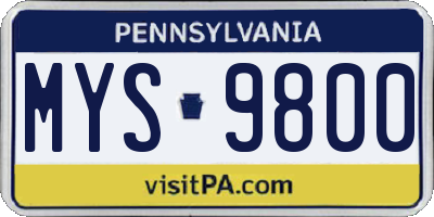PA license plate MYS9800
