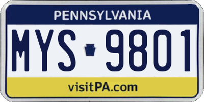 PA license plate MYS9801