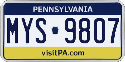 PA license plate MYS9807
