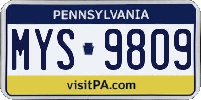 PA license plate MYS9809
