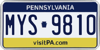 PA license plate MYS9810