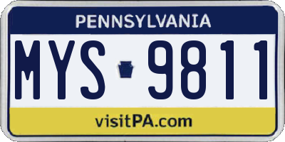 PA license plate MYS9811