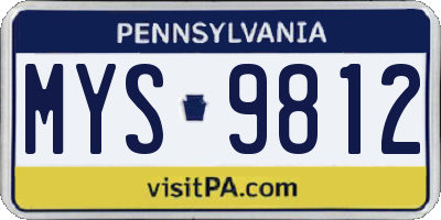 PA license plate MYS9812