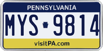 PA license plate MYS9814