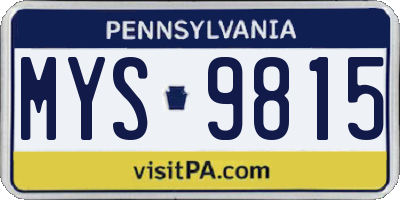 PA license plate MYS9815