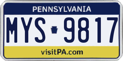 PA license plate MYS9817