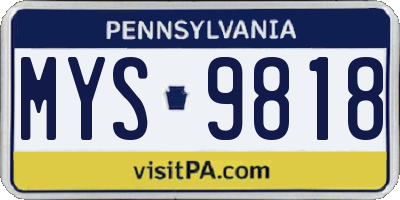 PA license plate MYS9818
