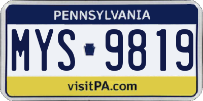 PA license plate MYS9819