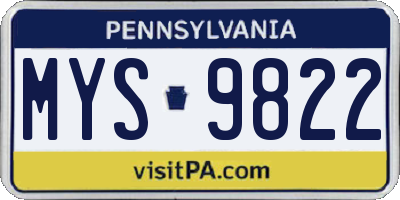 PA license plate MYS9822