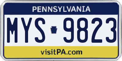 PA license plate MYS9823