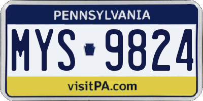 PA license plate MYS9824