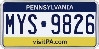 PA license plate MYS9826