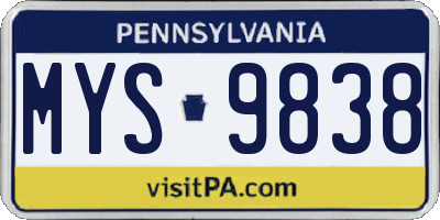 PA license plate MYS9838