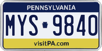 PA license plate MYS9840
